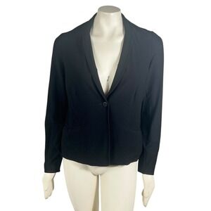 Eileen Fisher Classic Black Blazer Shawl Collar Tailored Fit S Petite Minimalist